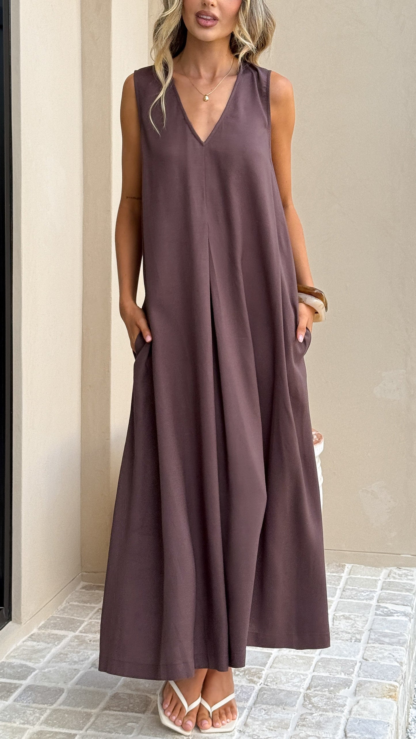 Vestido maxi Aliah – chocolate