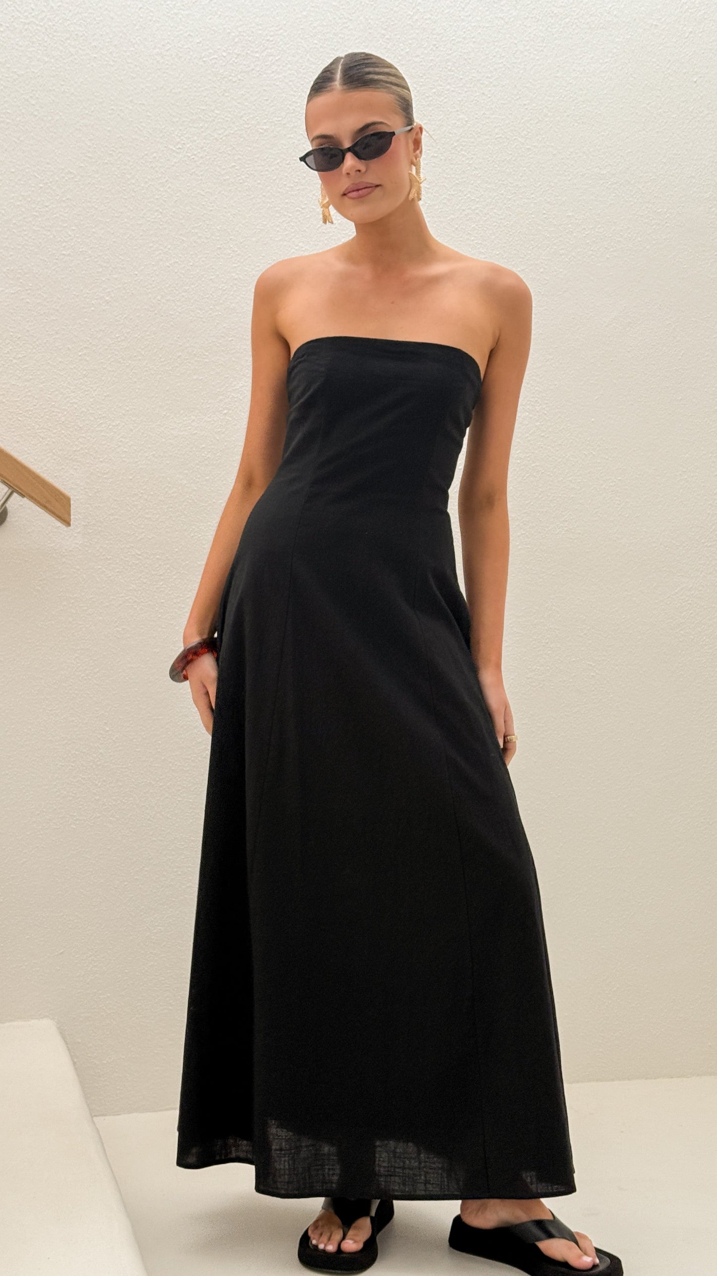 Vestido maxi palabra de honor Astrid – negro