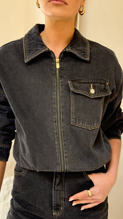 Bomber denim Cara – negro lavado
