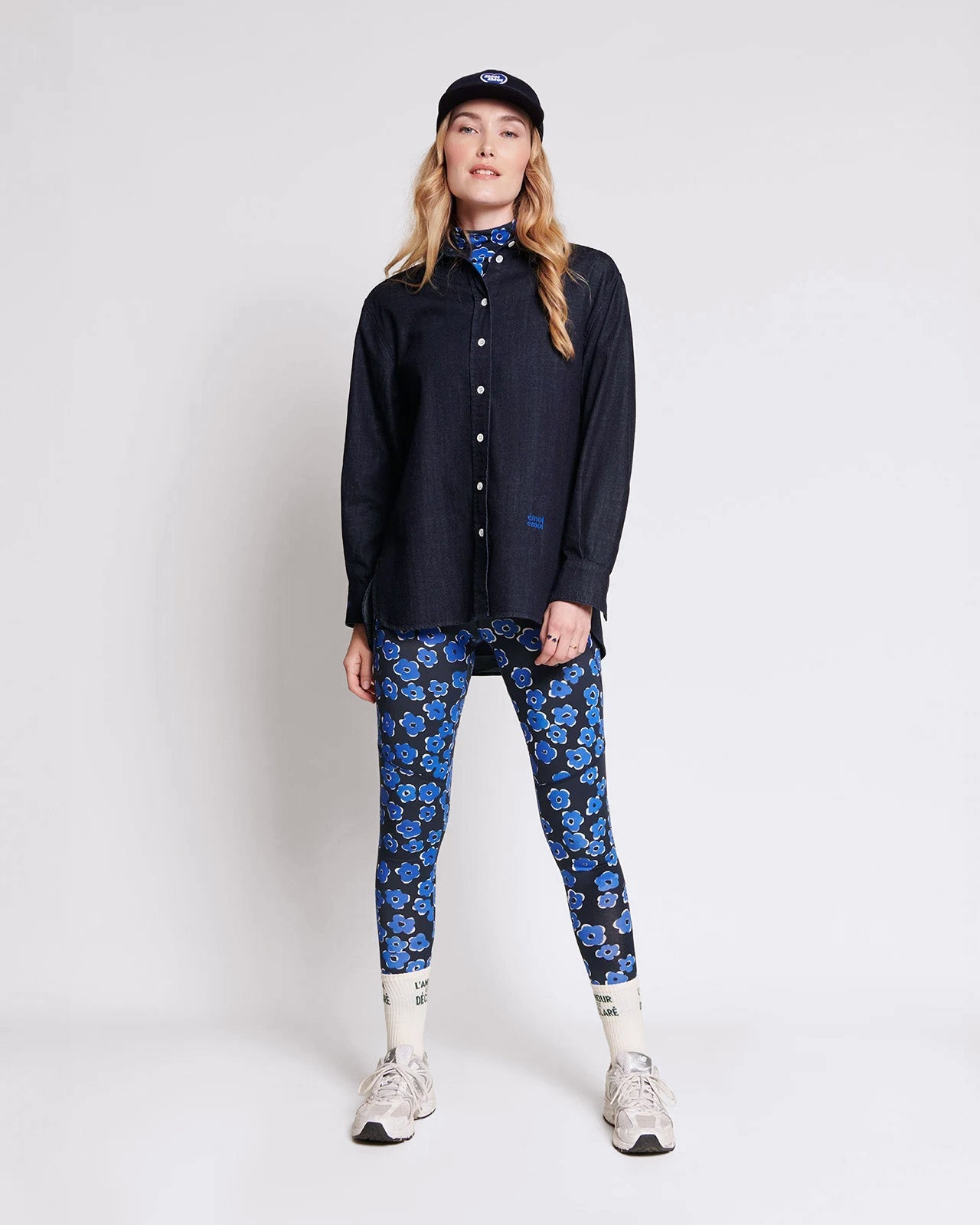 Leggings de algodón orgánico Loulou – floral azul