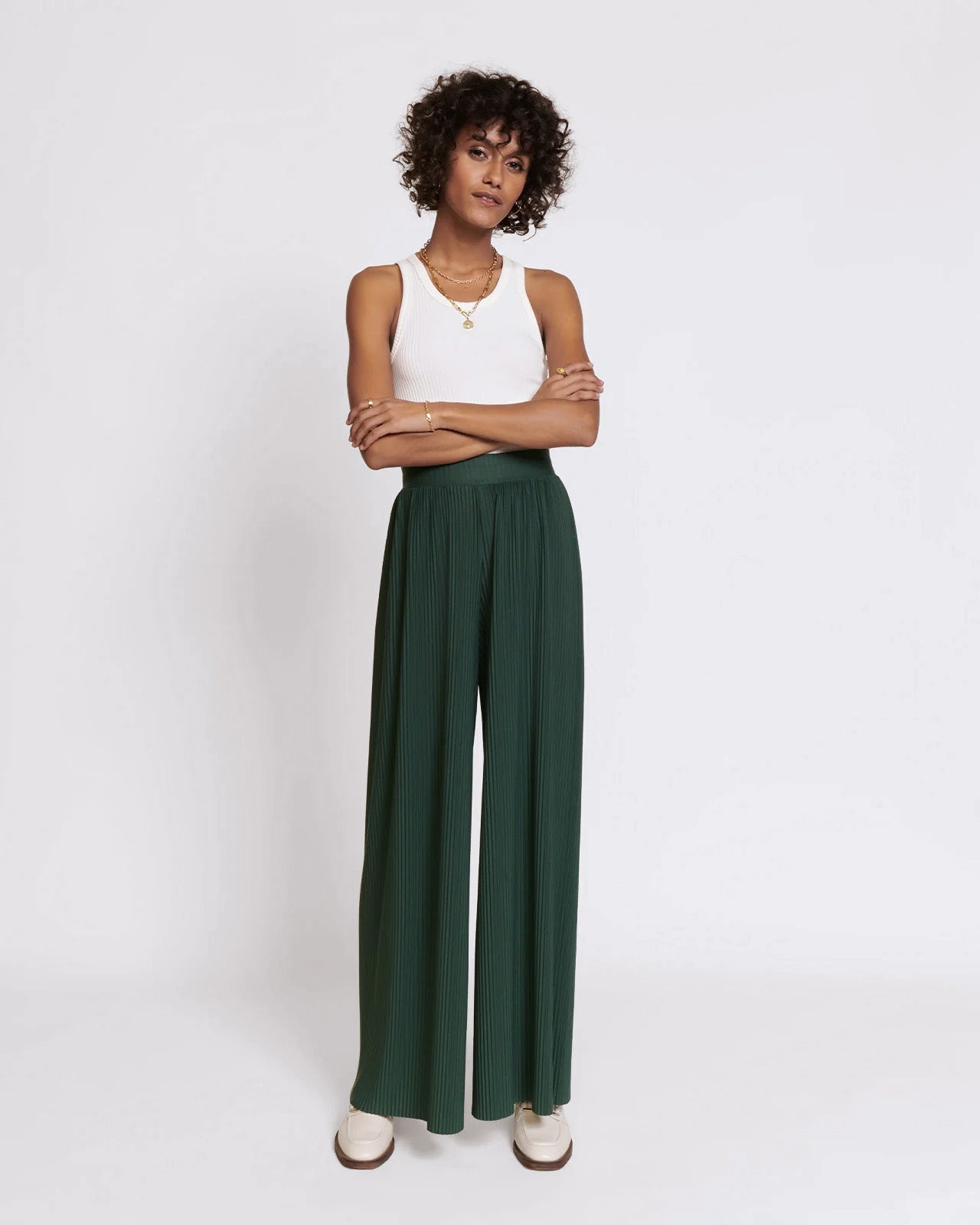 Pantalones plisados Paulina – verde noche