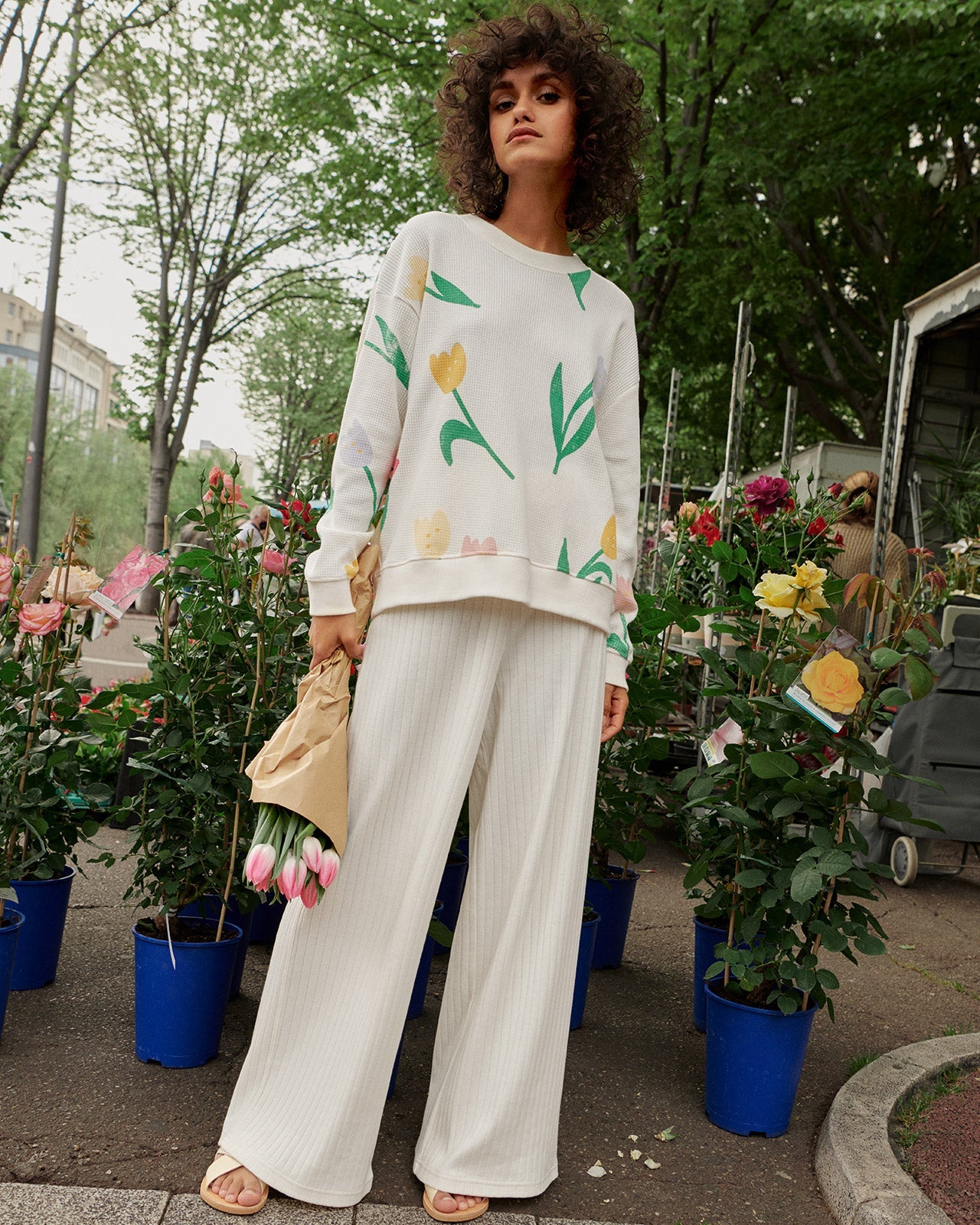 Pantalones de algodón orgánico – crema